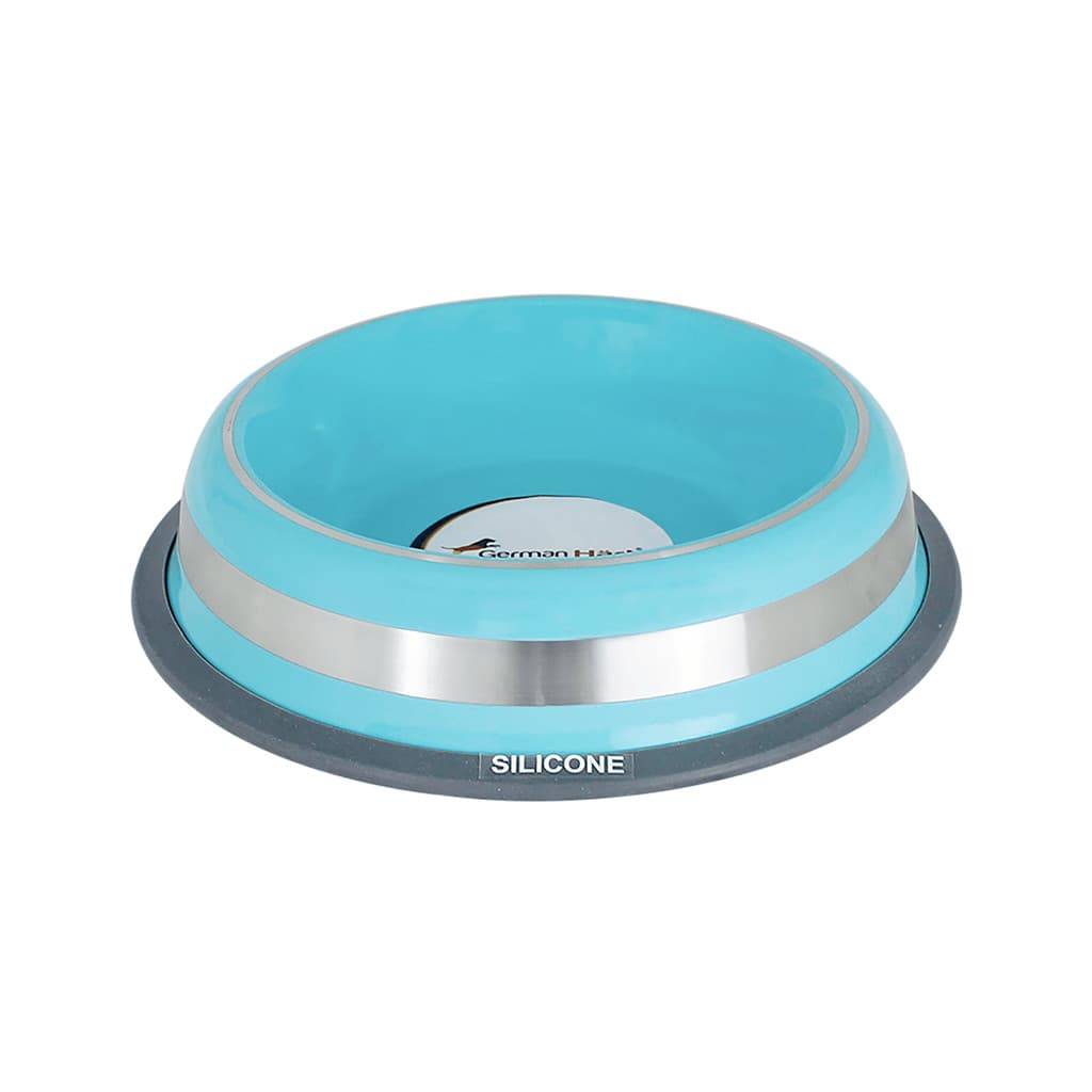 COMEDOURO INOX PRESTIGE AZUL 850ML PARA CÃES E GATOS GERMANHART