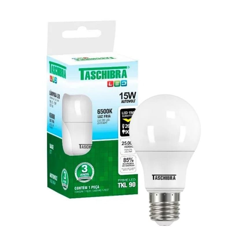 Lampada De Led 15w Luz Branco Frio Bocal E27 Taschibra