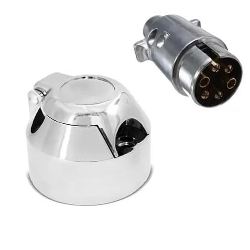 Kit Tomada Elétrica Engate Cromada 6 Polo Reboque Carretinha