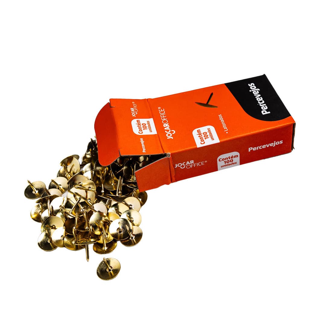 Percevejo Latonado Dourado com 100 Jocar Office