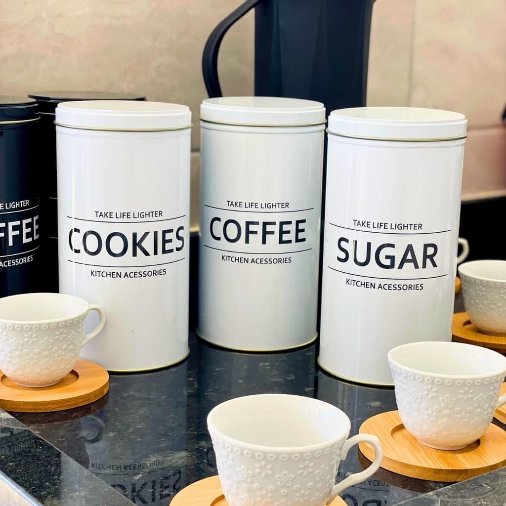 Pote De Mantimentos Para Cozinha Condimentos 1700ml Decoração Cozinha Potes Herméticos Coffee Sugar Cookies Utensílios