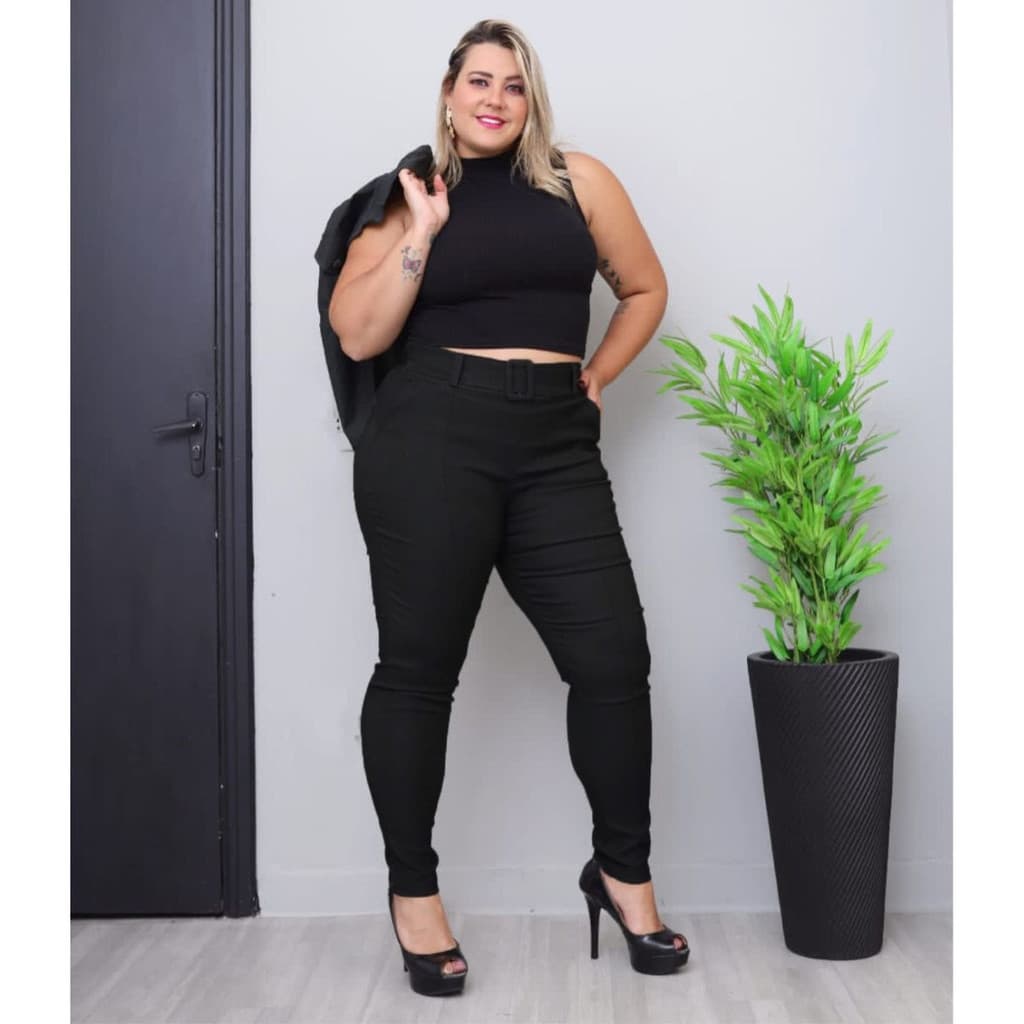 Calça Plus Size Feminina Cintura Alta Em Bengaline Qualidade Moda Inverno Super Tendência  44 até 52