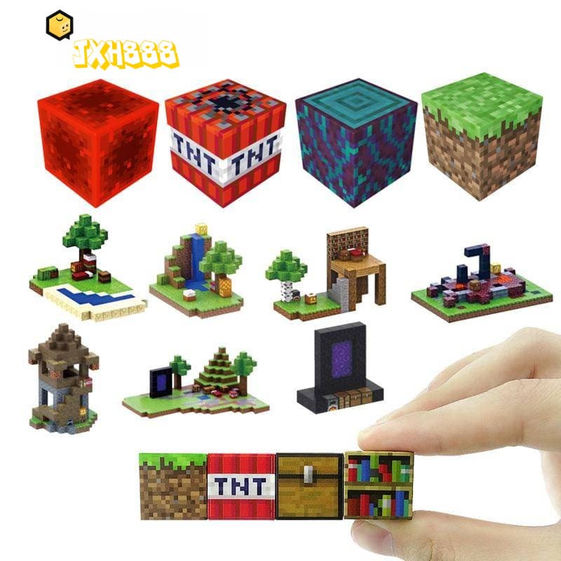 Partículas de bloco de construção montadas em cubo Minecraft