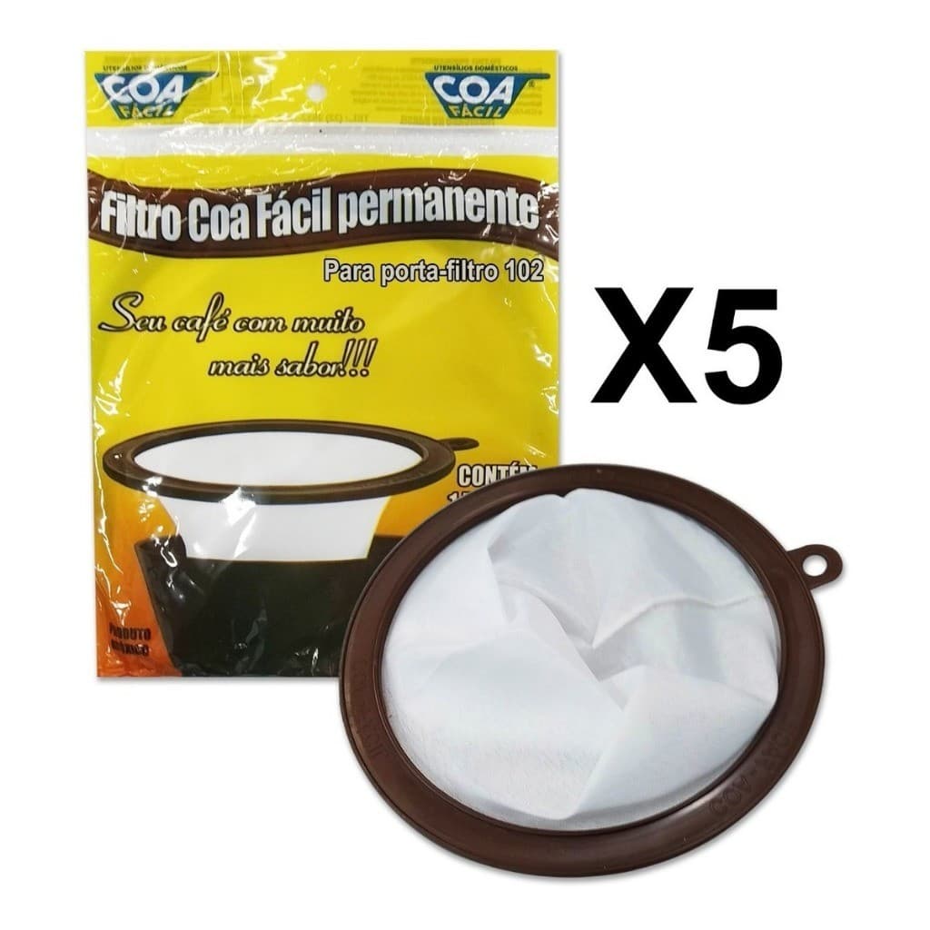 Coador De Café Grande Permanente Reutilizável Tamanho 102 Com 5 unidades Coa Fácil /2686