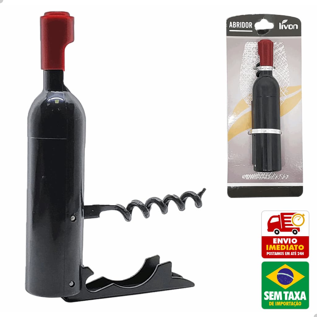 Abridor De Garrafa E Saca Rolha Em Forma De Garrafa De Vinho Livon 5145