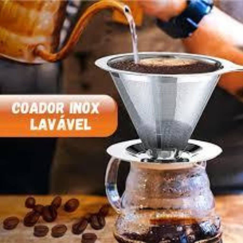 Filtro Coador de café de INOX Sem Papel com base GRANDE