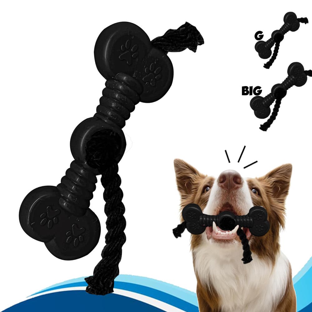 Osso Chiclete Mordedor para Cães com Corda Black Brinquedo Cachorro Pet