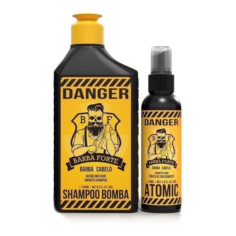 Kit Crescimento Barba Forte Danger Shampoo Bomba 250ml + Tônico Crescimento