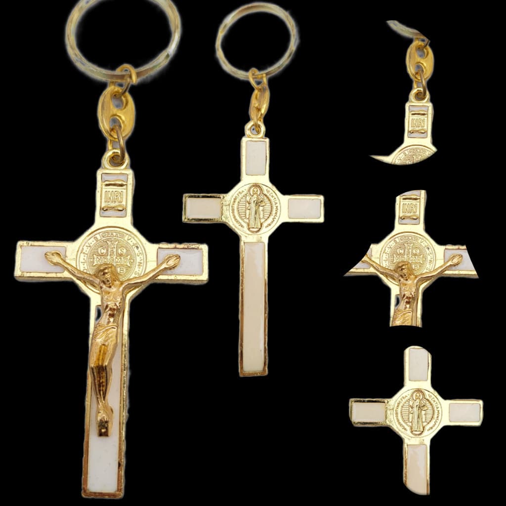Chaveiro Religioso Cruz Branca crucifixo Jesus lembrancinha a pronta entrega
