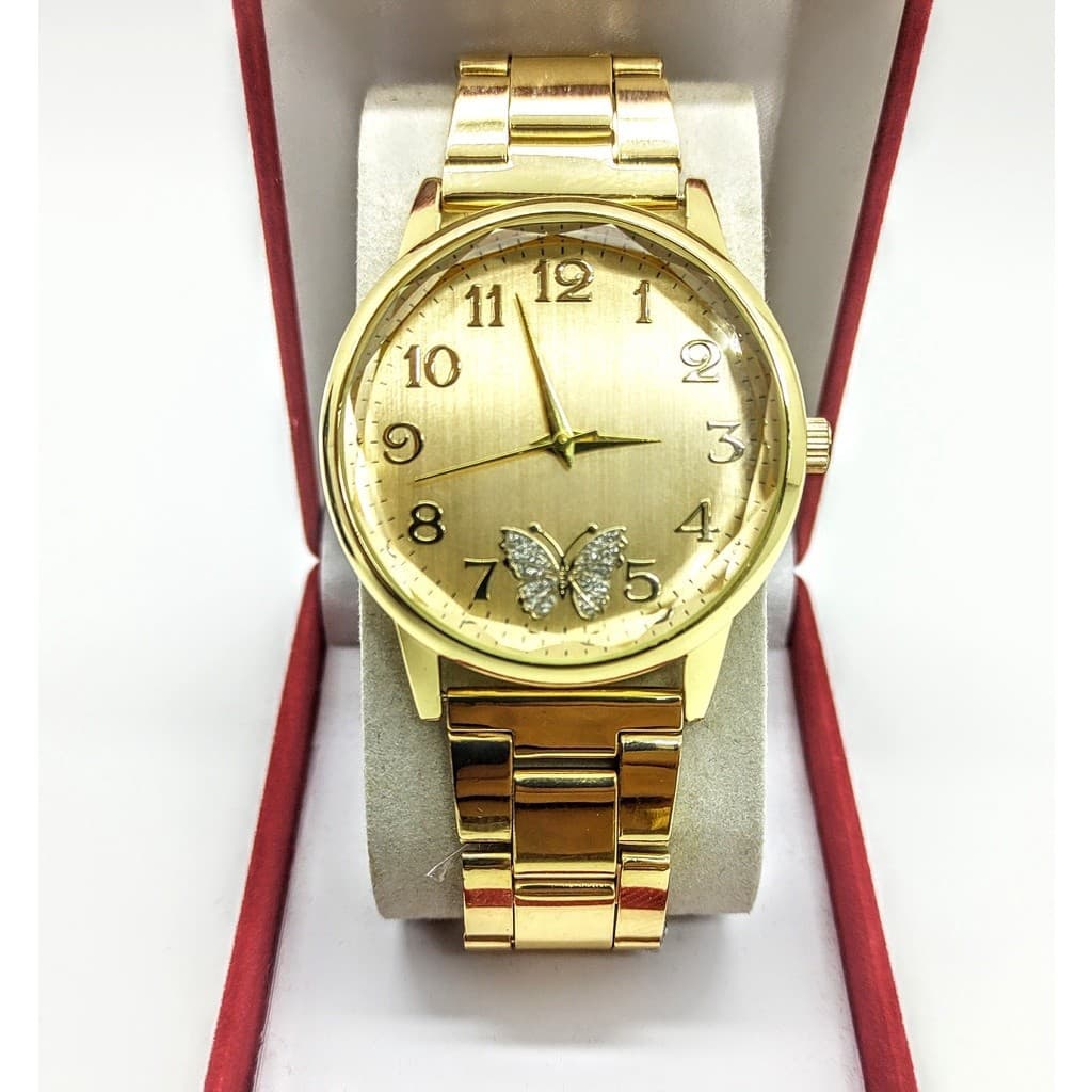 Relógio Feminino Dourado Em Aço Quartz