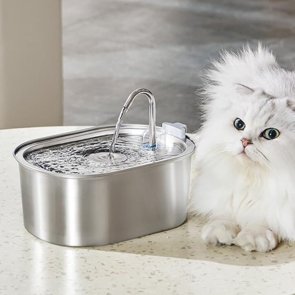 Fonte De Água Para Pet Gatos De Aço Inoxidável 3.4 L