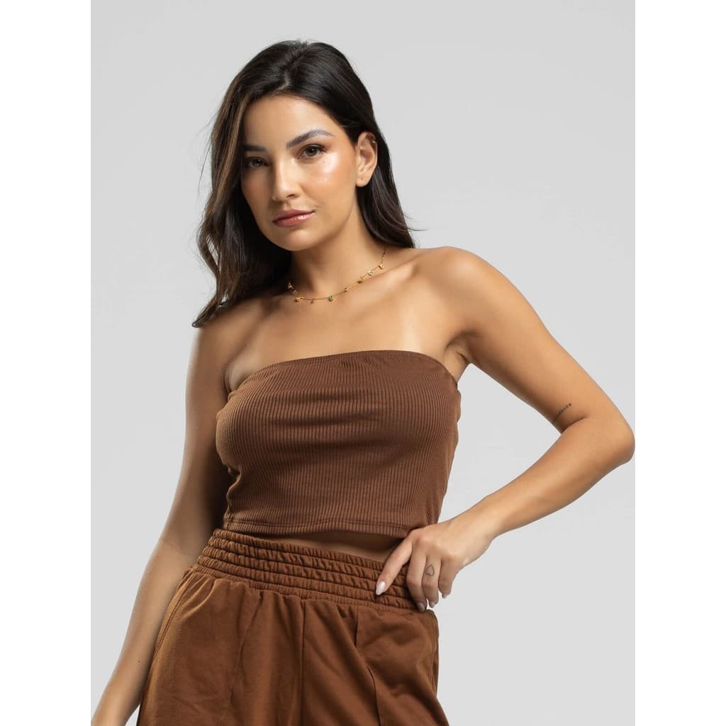 Cropped Canelado Tomara Que Caia Moda Casual Feminina