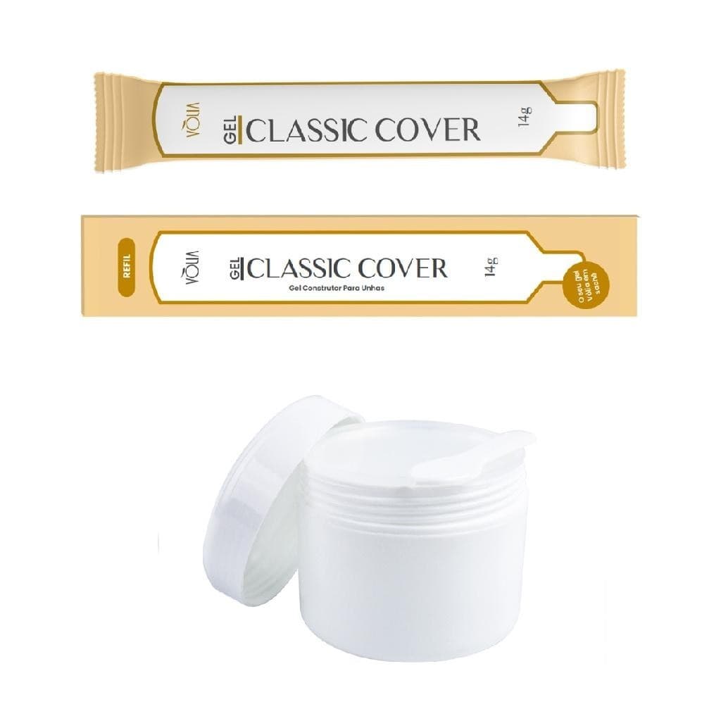 Sachê Gel Construtor Classic Cover Vòlia + Pote Reutilizável Alongamento de Unhas Manicure Unhas de Gel