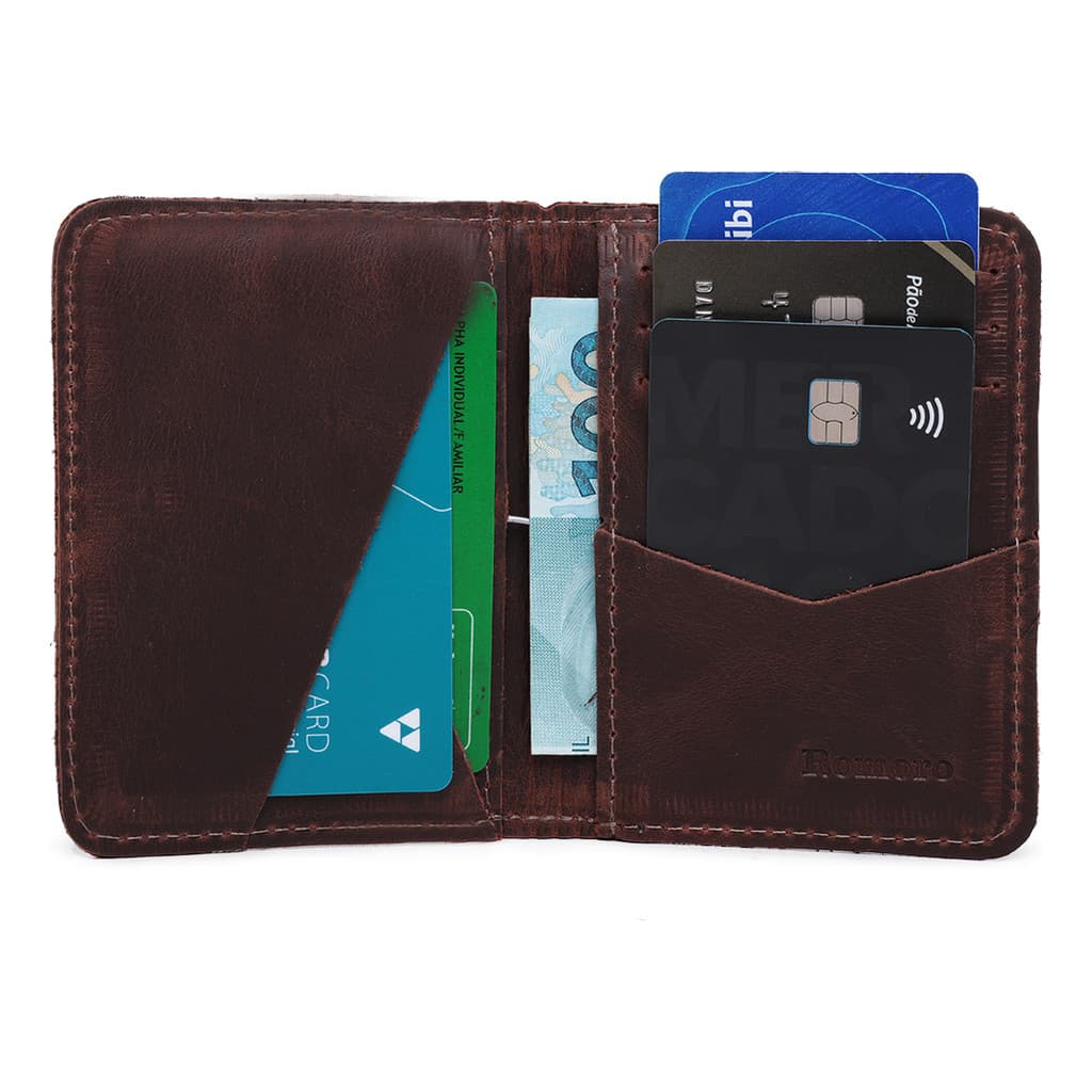 Carteira Masculina  Slim Porta Cartao  Em Couro Legitimo  estilo moderno