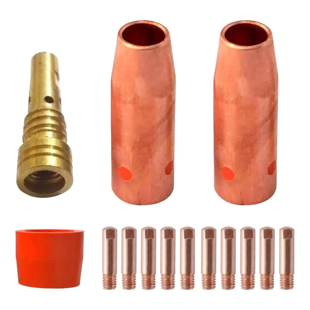 Kit Da Tocha Mig Tme-105 / Mb 15ak Com Bocal, Isolador, Difusor E Bico De Contato 1,0mm Com 14 Pç
