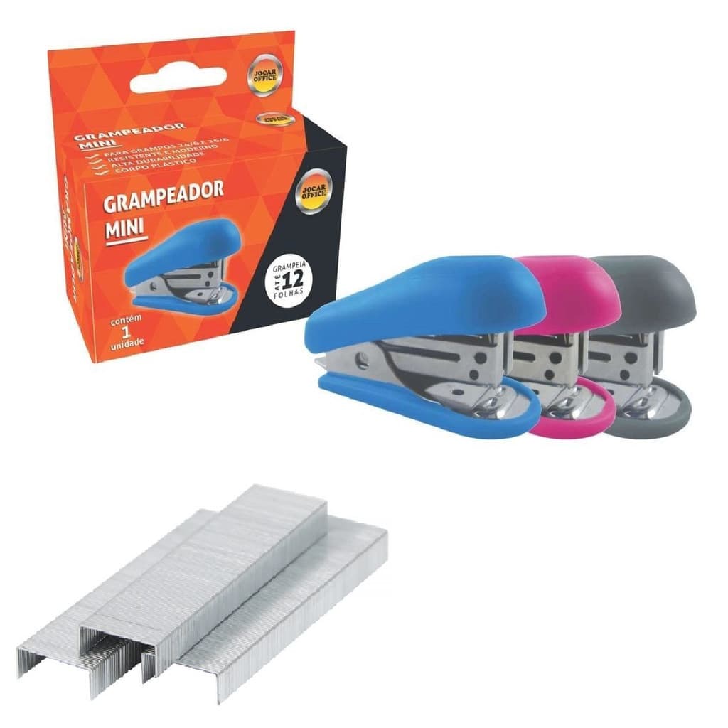 Kit Mini Grampeador Escolar C/ Extrator + 1000 Grampos