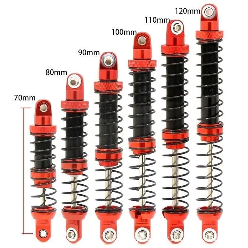 Amortecedor de Metal 70mm 80mm 90mm 100mm 110mm 120mm para 1/10 SCX10 Wraith RR10 TRX4 TRX6 ABSiMA Sherpa RC Crawler