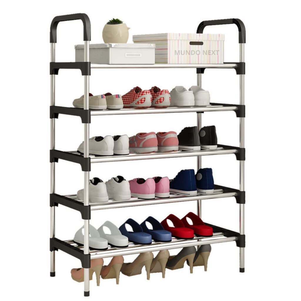 Rack Sapateira Vertical Luxo Aço Inox 5 Prateleiras 15 Pares