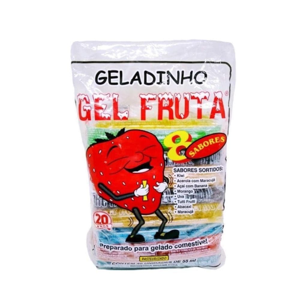Geladinho Gel Fruta Com 40 Unidades de 55g
