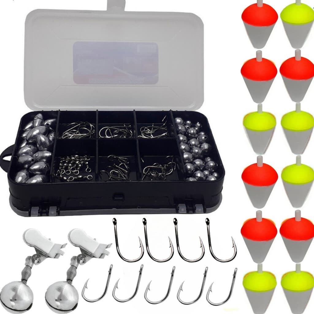 Kit de Pesca Completo Com Estojo Organizador Barato Pratico Pescaria Kit Pesca Chumbada Anzol Giradores Bóias Linha