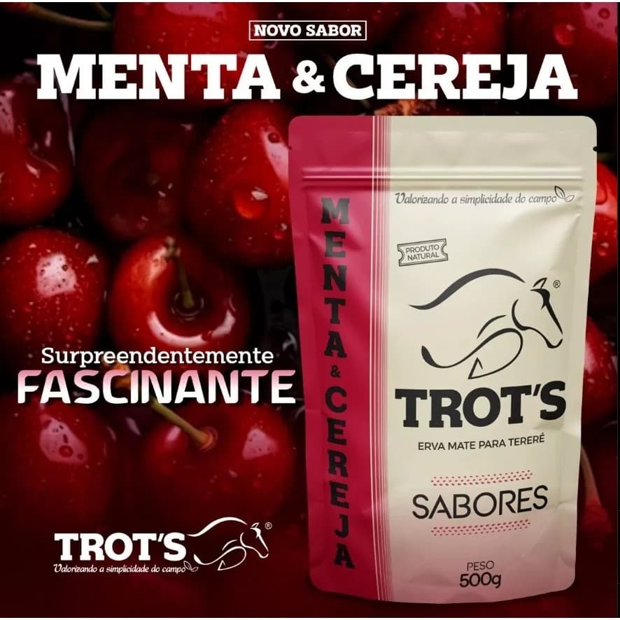Erva Mate Para Tereré Trot's 500g sabor Menta e Cereja - Lançamento 2024