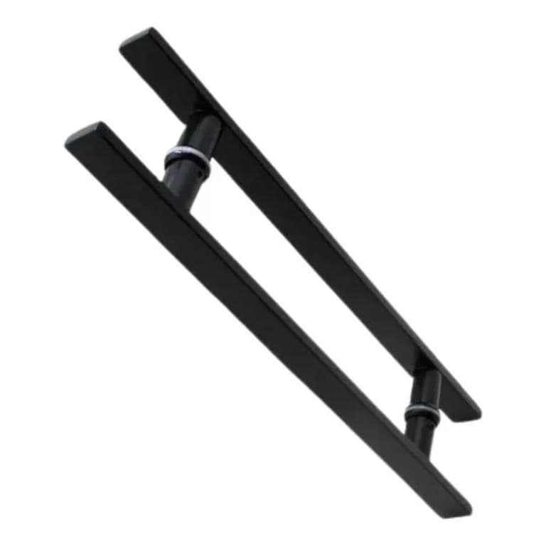 Puxador Aço Inox 304 Preto 120cm (1,20 metros) - (1 metro entre furos) Barra Chata Porta Vidro Madeira Portão