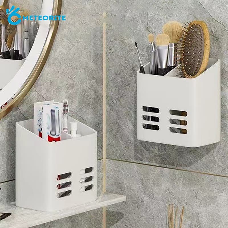 Recipiente Para Armazenamento De Pente Sem Punção Acessórios Banheiro Com Pasta De Dente De Grande Capacidade Montado Na Parede