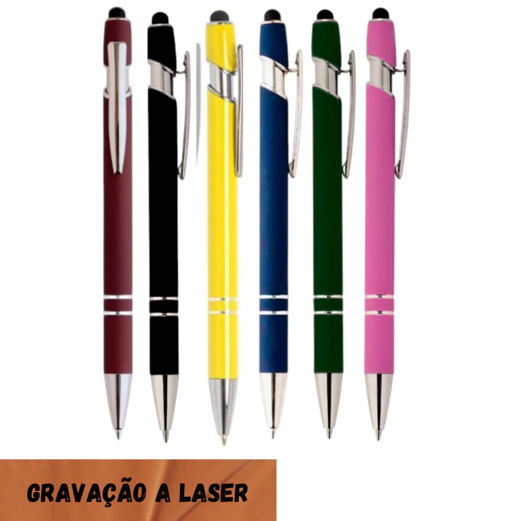 Kit  Com 20 Canetas Touch Customizada  A Laser - Luxuosa
