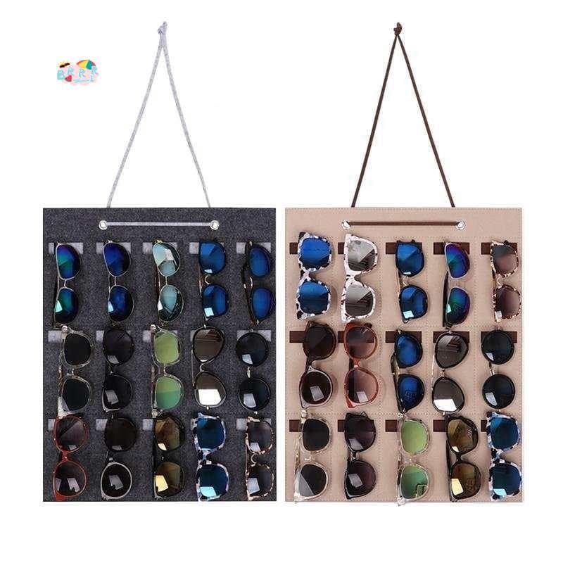 Organizador De Óculos De Sol Armazenamento Pendurado Saco Display Montagem Na Parede 15 Slot Titular