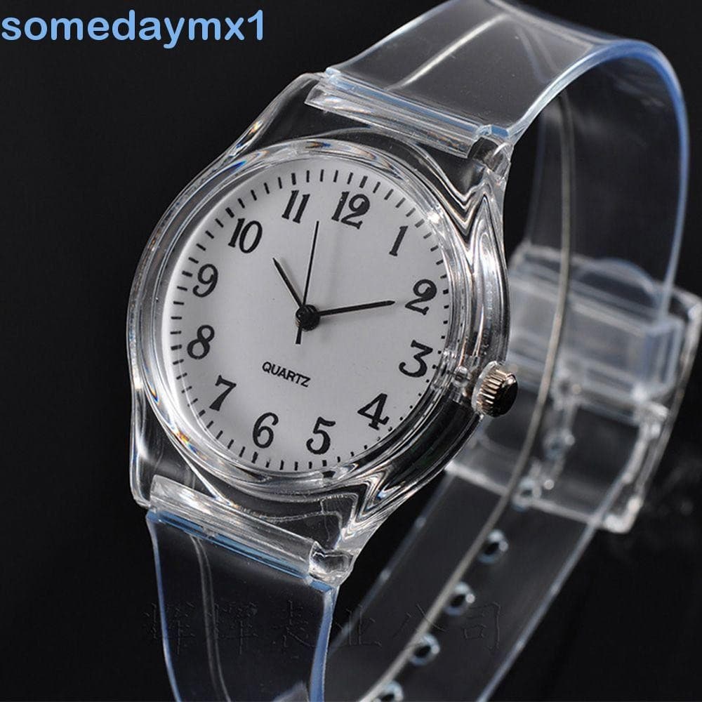 SOMEDAYMX1 Pulseira De Relógio De Pulso Masculina Transparente Feminina PVC Moda Novo Quartzo