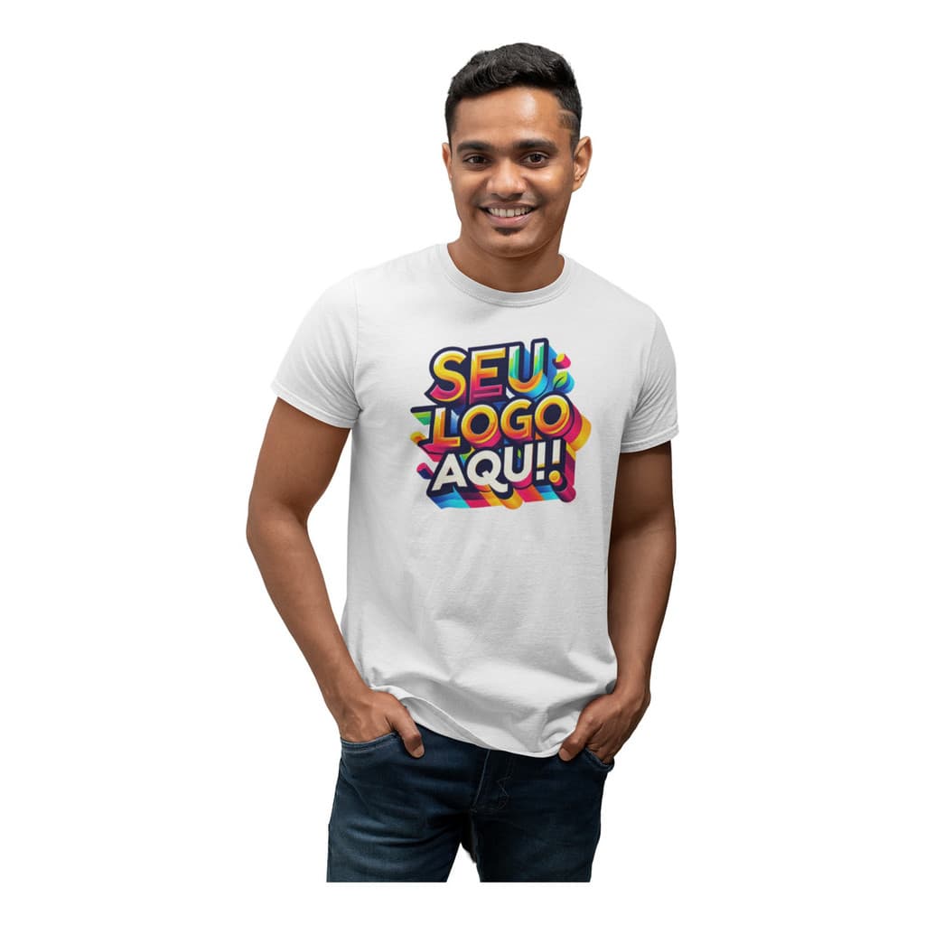 Camiseta Com Logotipo Foto Frente E Costas Uniforme Empresa