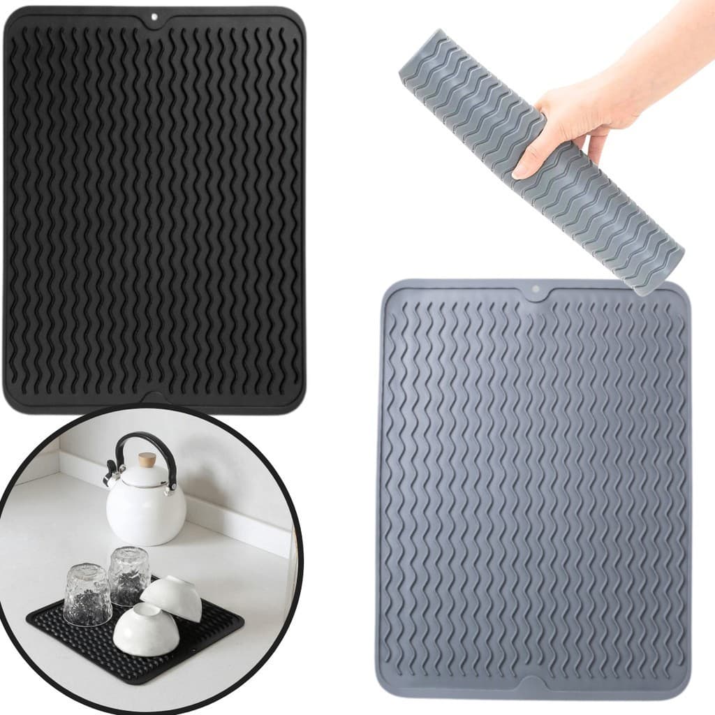 Kit Tapete Escorredor  Louça 40x30 Emborrachado Antiderrapante para Secar Louca Porta Copos Mesa