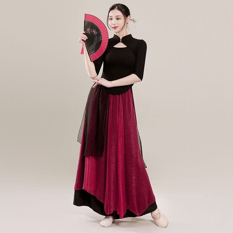 [YCF] Fantasia de dança clássica, gaze elegante feminina, fantasia de prática de dança chinesa, saia grande estilo fada,