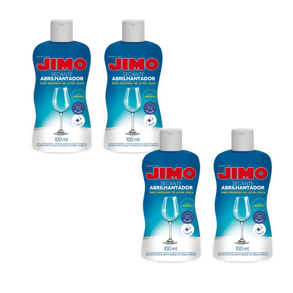KIT COM 4 Jimo Secante Abrilhantador para LAVA LOUÇA 100ml (4 UNID.)