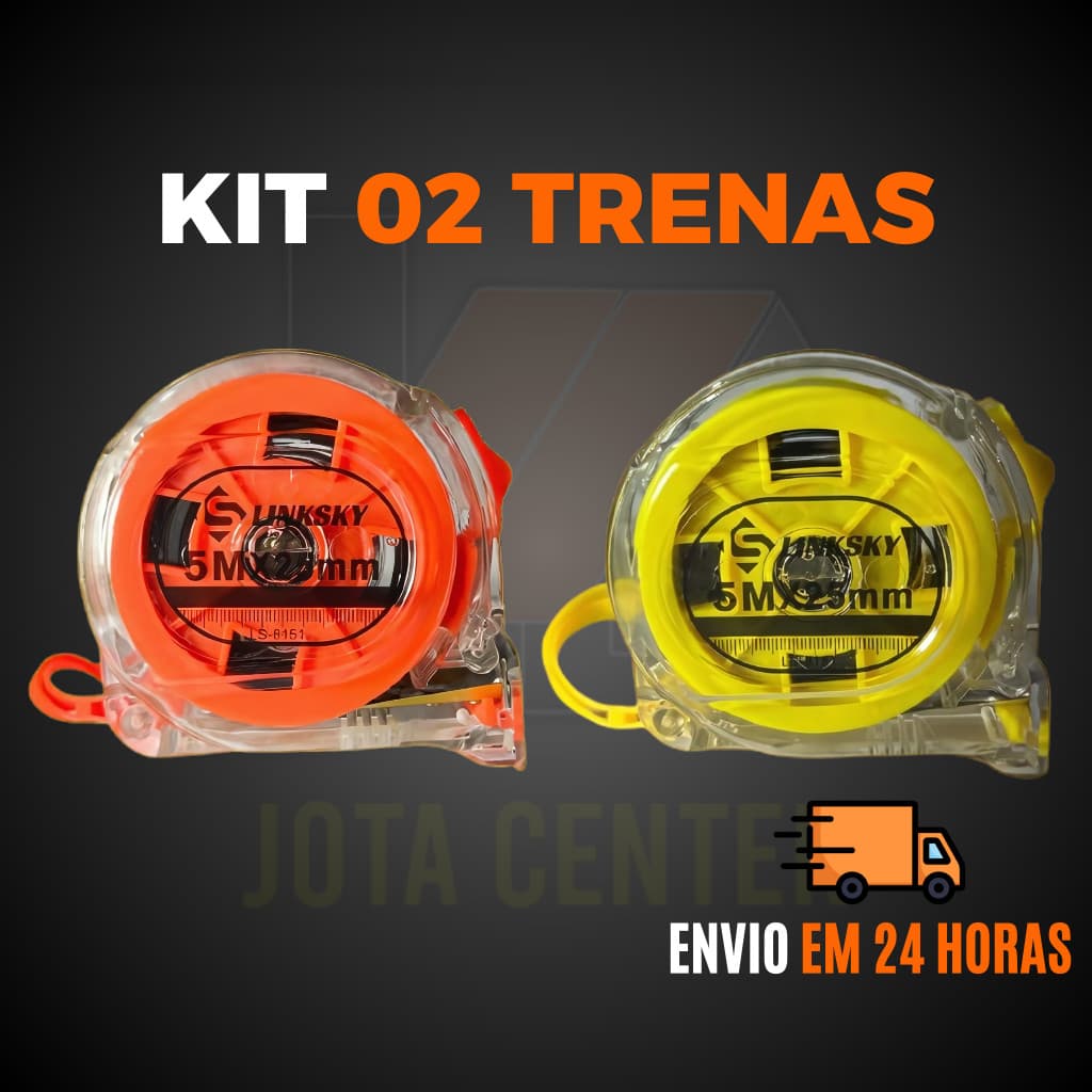Trena Métrica 5 Metros Transparente Fita de Aço Profissional com Trava