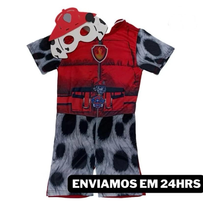 Fantasia Infantil Marshal Patrulha Canina Bombeiro - Envio Imediato