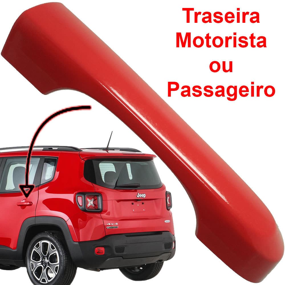 Carcaça Moldura Maçaneta Porta Traseira Renegade  Vermelha