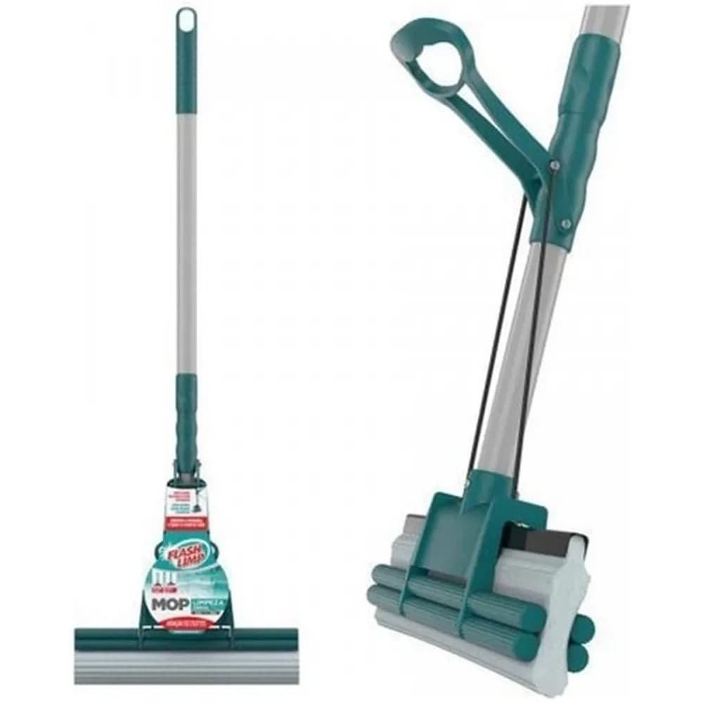 Mop Limpeza Geral Flashlimp Substitui Vassoura e Rodo Mop Tira Água e Espreme Facilidade
