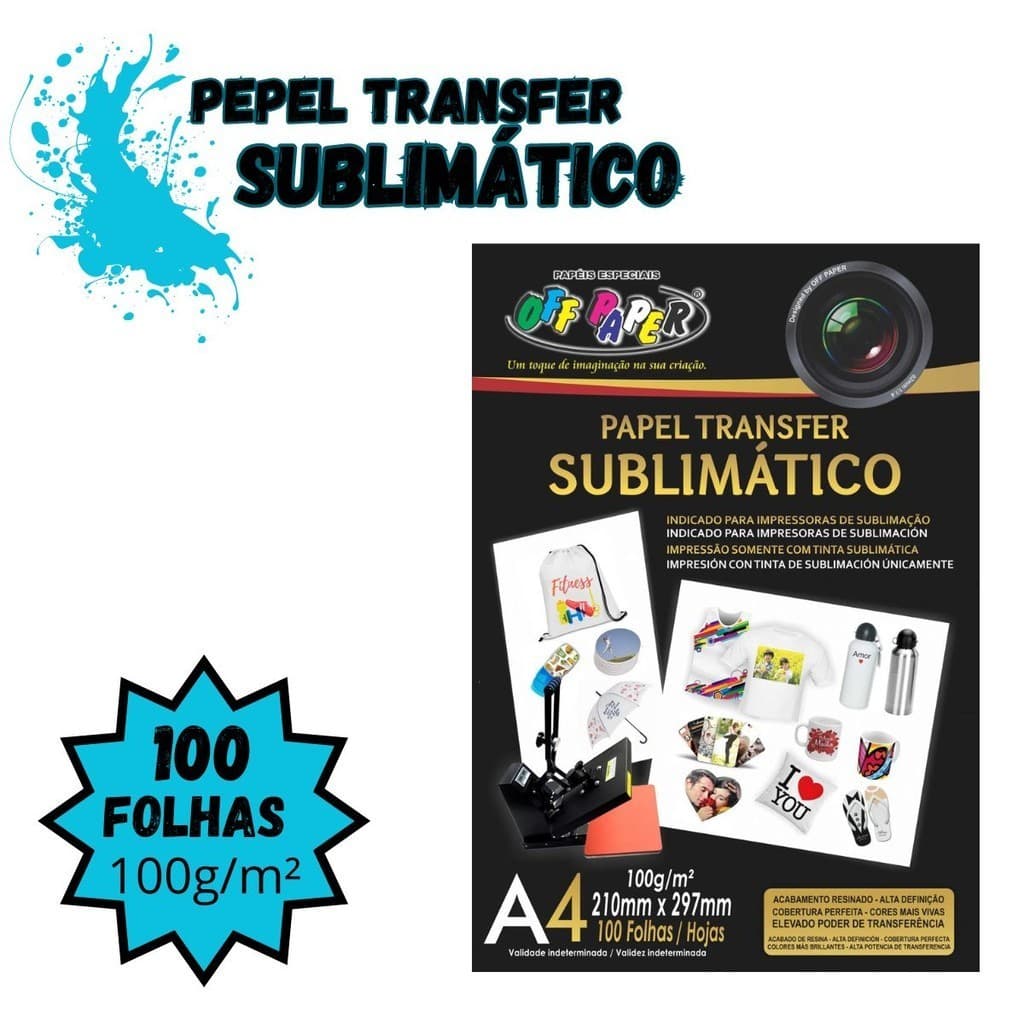 Papel Transfer Sublimático c/ 100 fls 100g/m²