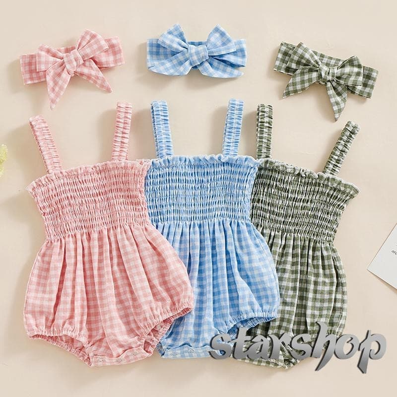 Starshop-Baby Girls 2Pcs Roupas De Verão Sem Mangas Romper Com Fita Adesiva Conjunto De
