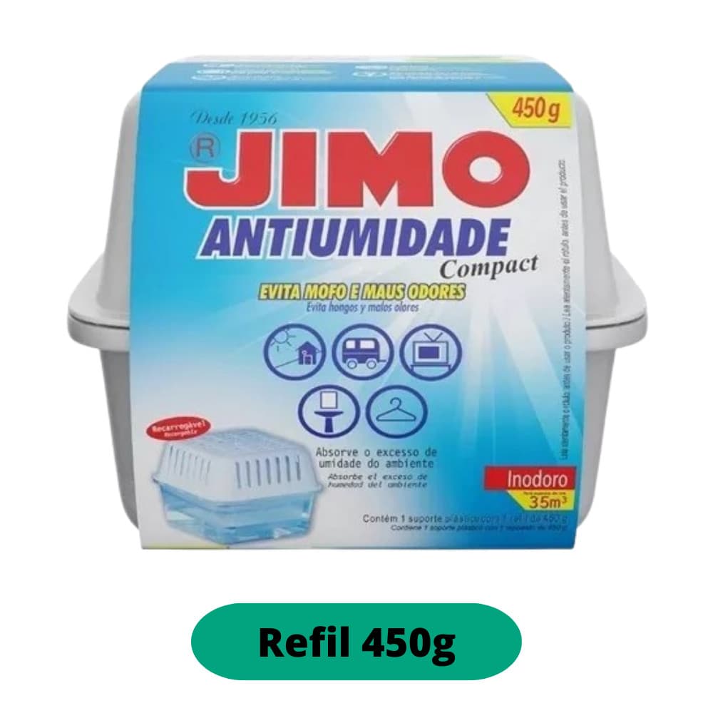 Anti umidade Inodoro 450g Jimo Aparelho Anti Umidade + Refil 450g Tira Mofo, Odor, Mau Cheiro