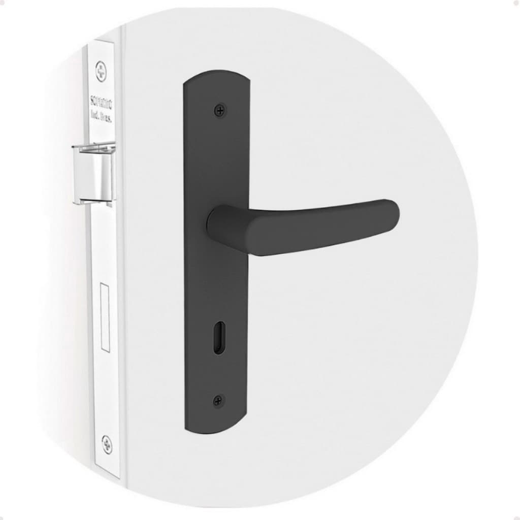 Fechadura Ipanema Completa Porta Interna Quarto Preta Maquina 40 Anti Ferrugem Soprano ESP27 (40X53)