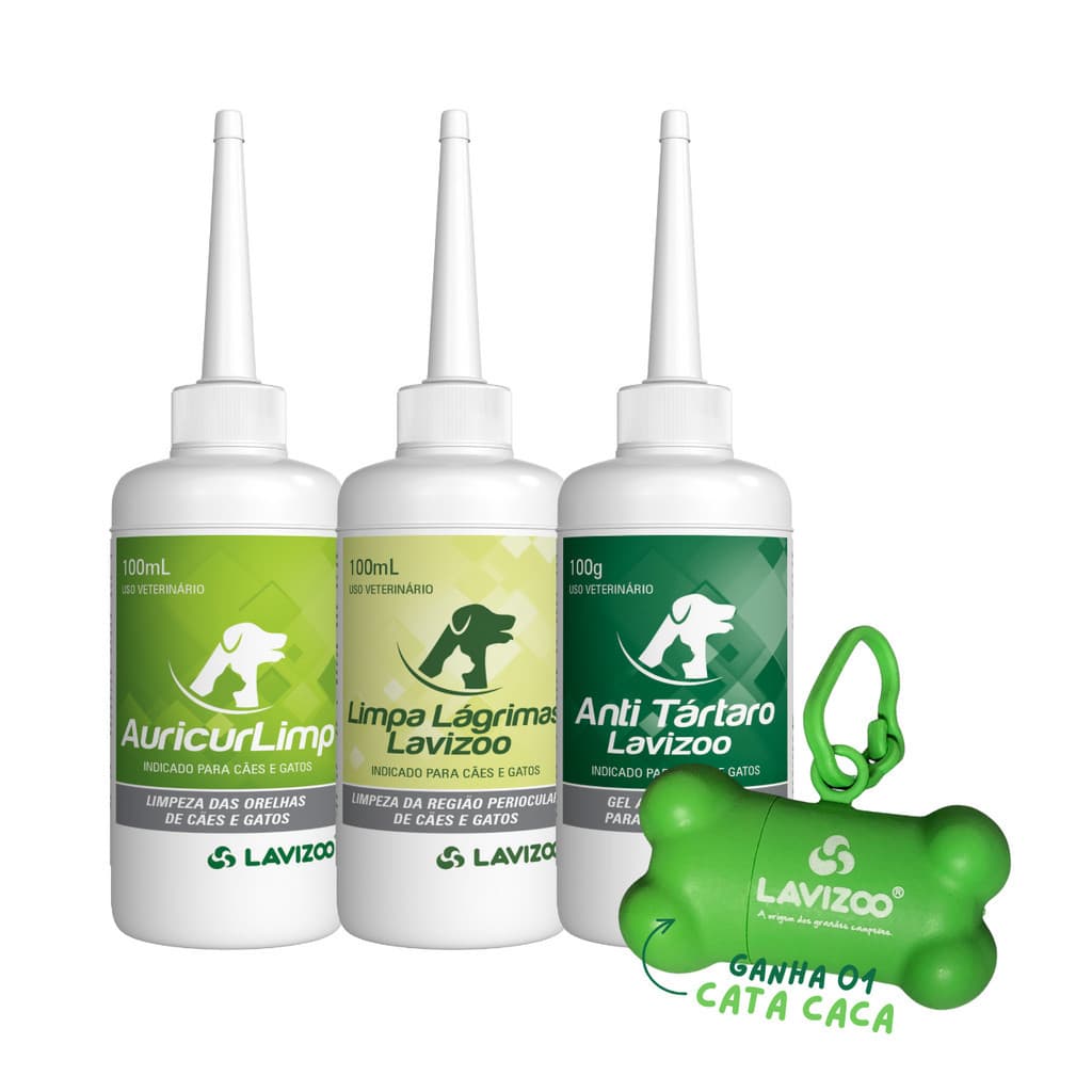Kit Essencial Higiene Pet Anti Tártaro Limpa Lágrimas Auricur Limp