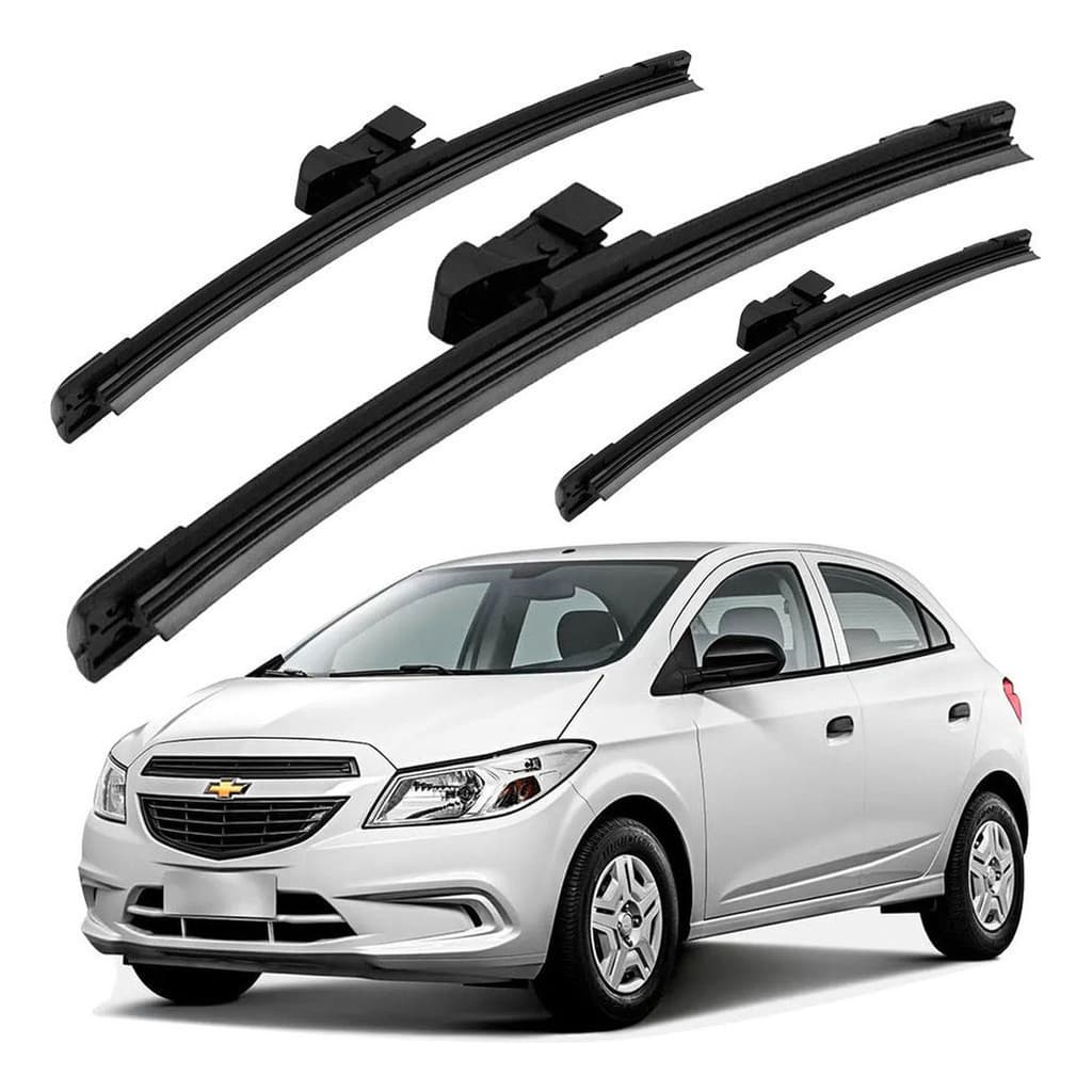 Kit Palheta Parabrisa Dianteira e Traseira Onix 2013 2014 2015 2016 2017 2018