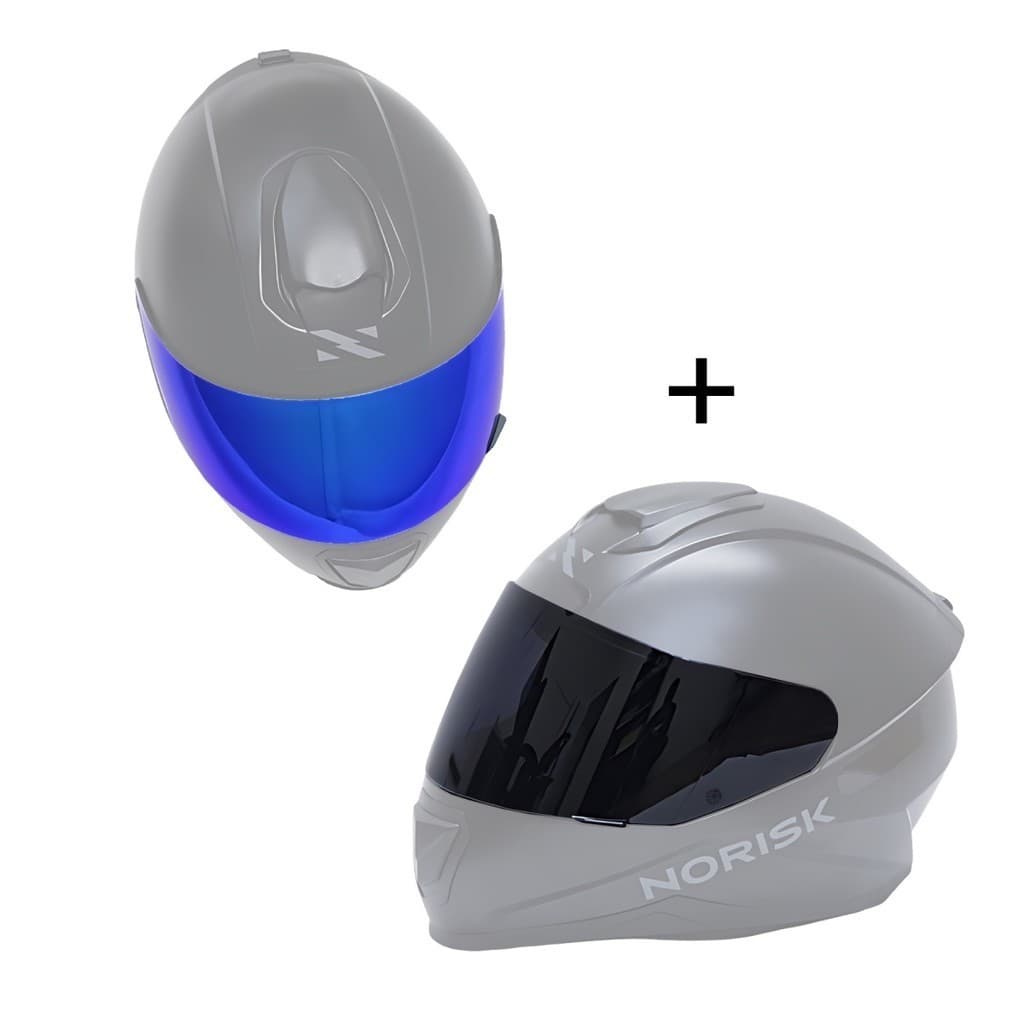 Viseira Capacete Norisk Ff391 Razor Revo Azul e Viseira Fume