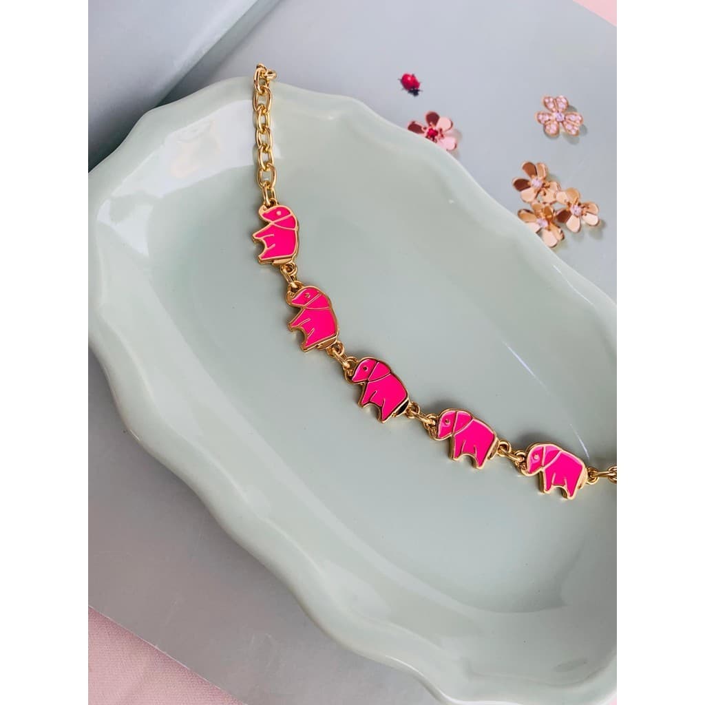 Colares choker Semi Joia elefantes esmaltados colorido