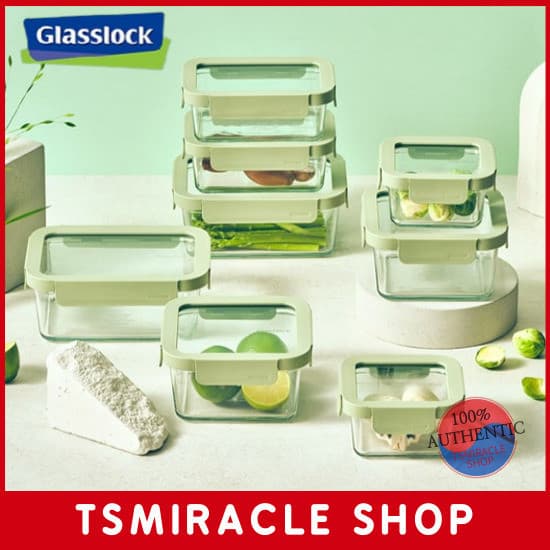 Coleção Hermética De Recipientes De Armazenamento De Vidro Verde De Chá Essencial Glasslock
