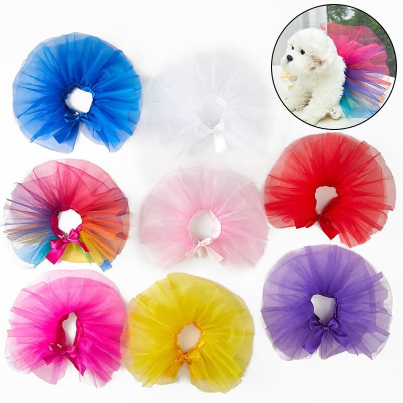 Fios Coloridos Saia Para Cão Tutu Pet Princesa Vestido Cachorro Tule Macio Bandagem Brilhante Fofo De Seda