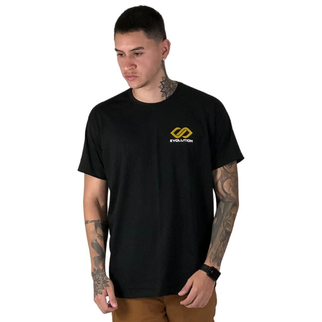 Camiseta Masculina Básica Algodão Preta Slim Evolution