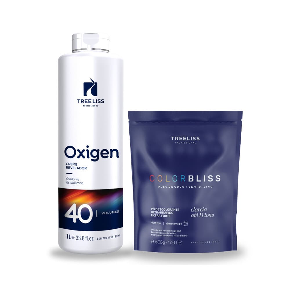 Kit Pó descolorante 11 tons 500g color bliss+40vol Treeliss
